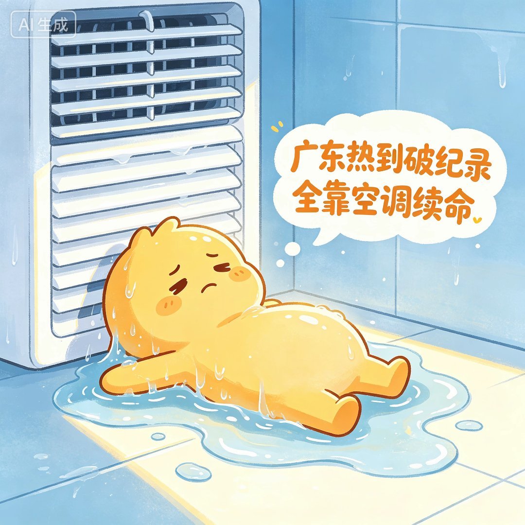 广东热到破纪录全靠空调续命高温预警刷屏，风扇早已不管用，全天离不开冷气，这夏天