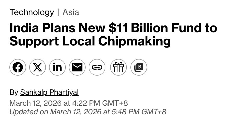 美媒：印度计划推出规模超1万亿卢比（约108亿美元）的新基金以扶持本土芯片制造业