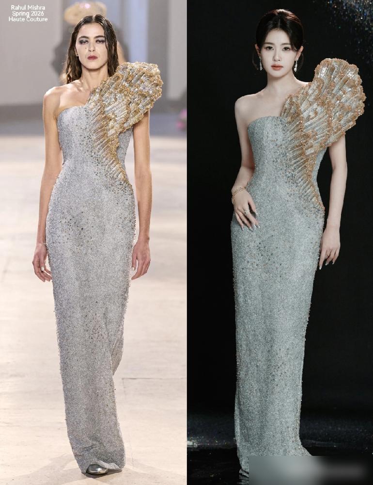 疯了，真敢借啊！那个1.5米宽的金箔蚌壳刚从巴黎走秀台撤下来，转头就钉在了白鹿的