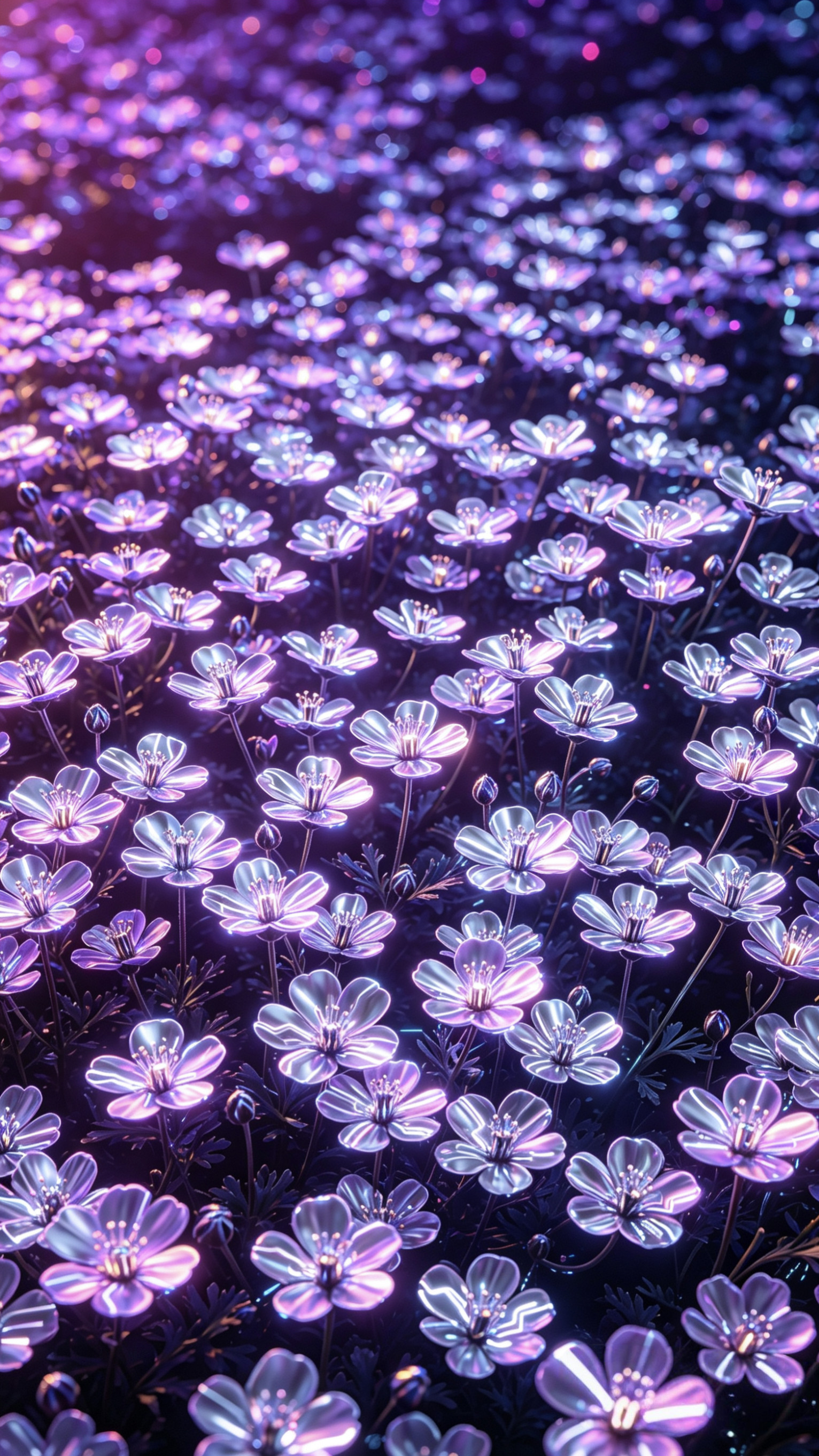 手机壁纸|赛博朋克风格的小花丛，有没有种很特别的感觉？