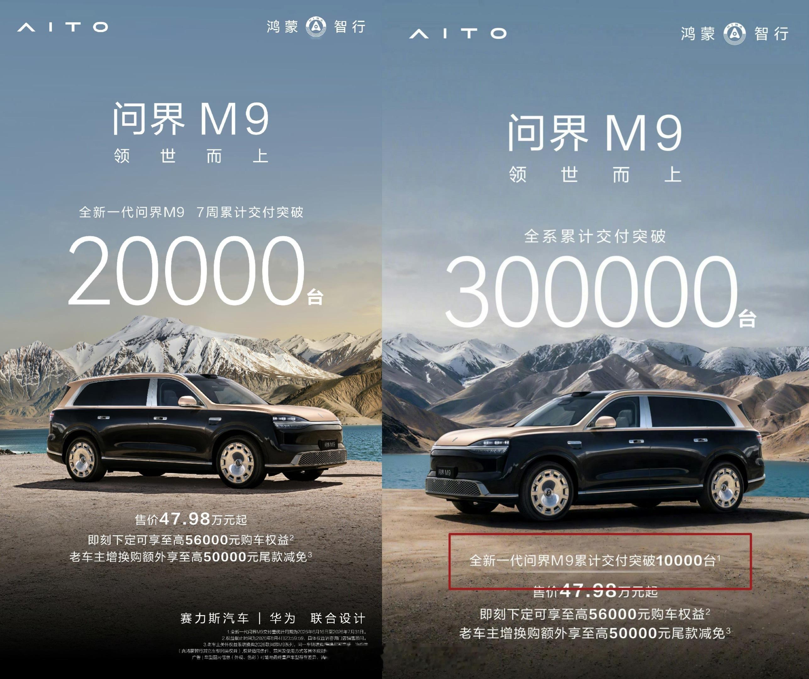 全新一代问界m9开启交付后7周累计20000台，这个数据真炸裂呀！要知道今年的