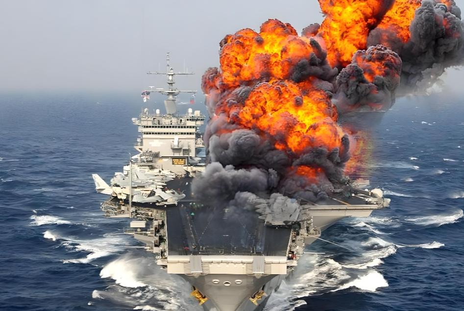 “林肯”号航母甲板被炸穿，冒着黑烟狼狈逃窜，这绝对是美军自二战以来遭受的最大耻