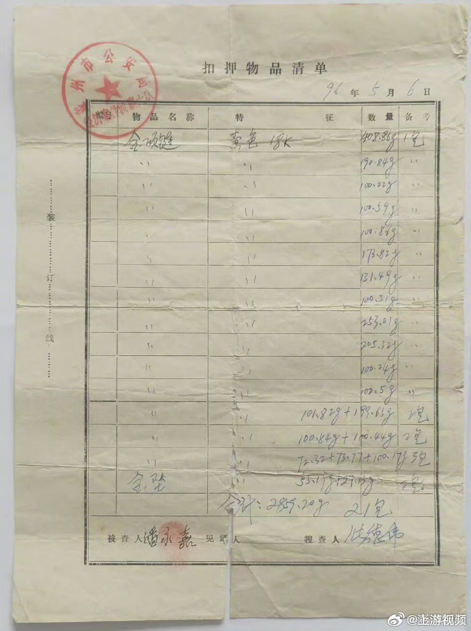 #30年前被扣押黄金未返还男子发声#【#男子30年前被扣押2859克黄金未返还#