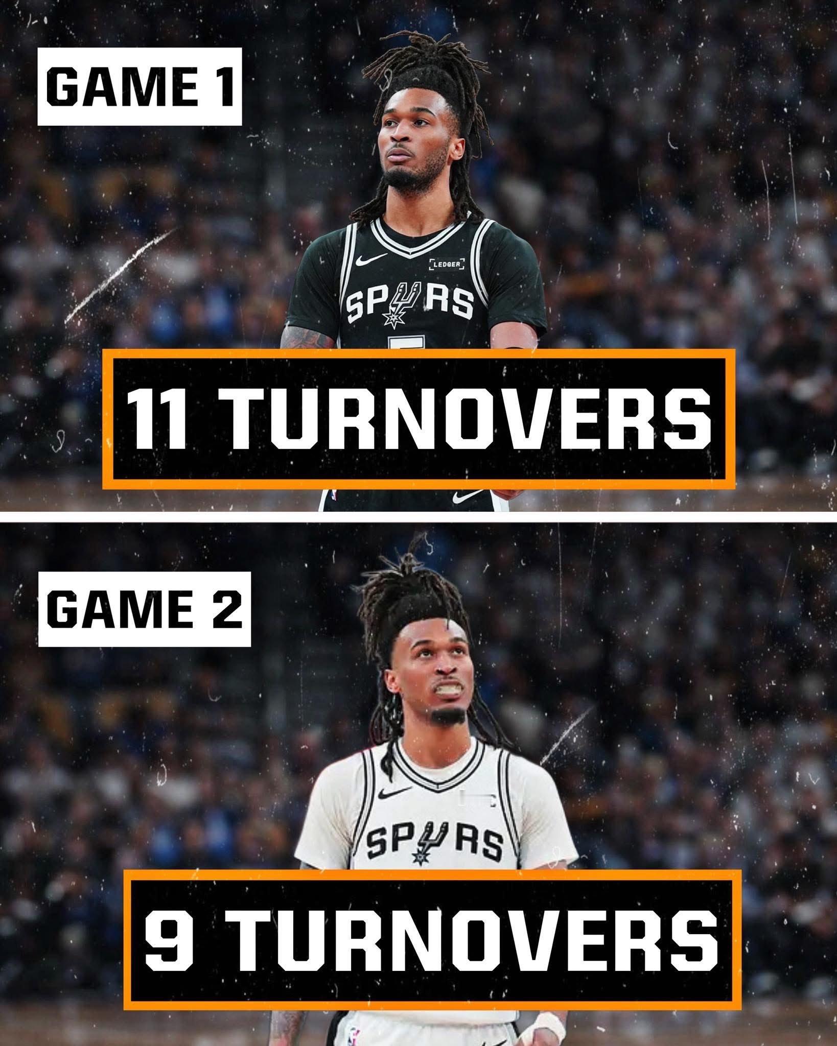 NBA斯蒂芬·卡斯尔在NBA季后赛历史上，单场两场比赛的失误次数创下了历史新高