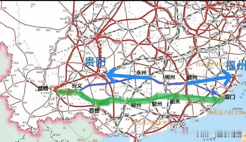 昆明到厦门高铁线路走向之争从未消停，没有到落锤之时，都有在舌战。从现在的高铁网来