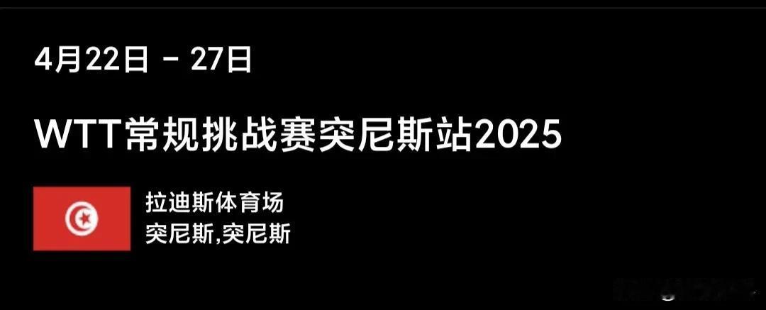 2025WTT常规挑战赛突尼斯站男单外协参赛名单：3.21【正赛】费利克斯