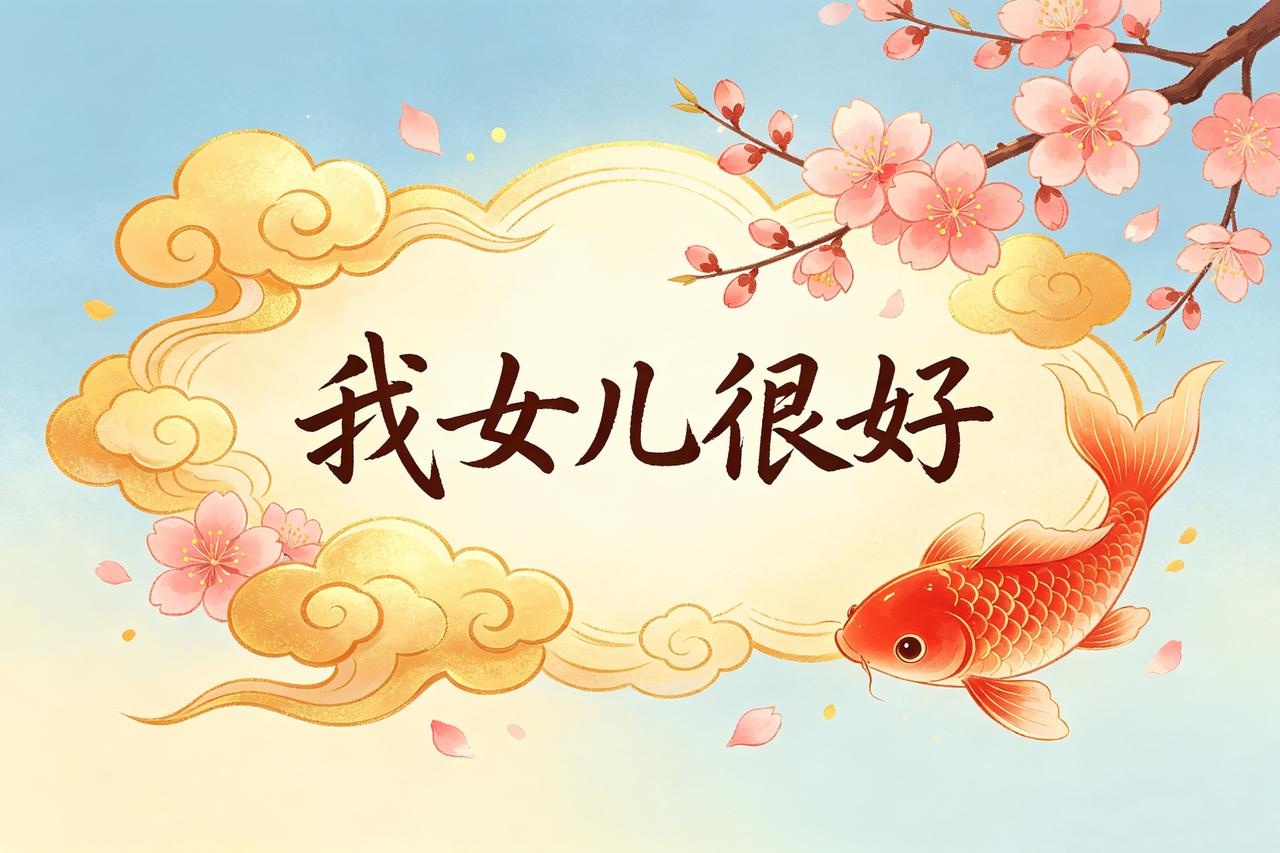 今日说一句：“我女儿很好。”从今往后，她真的会越来越好，越来越顺。你女儿