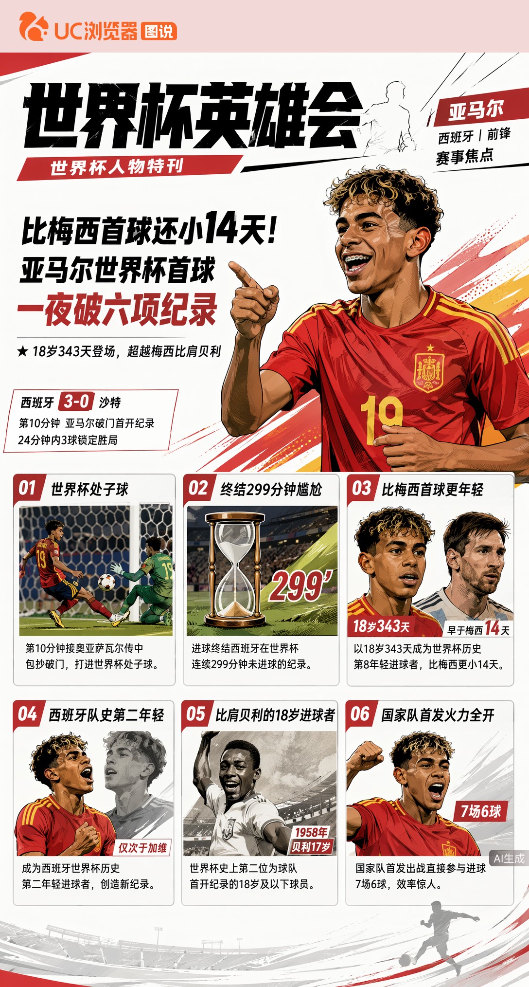 比梅西首球还小14天！亚马尔世界杯首球一夜破六项纪录