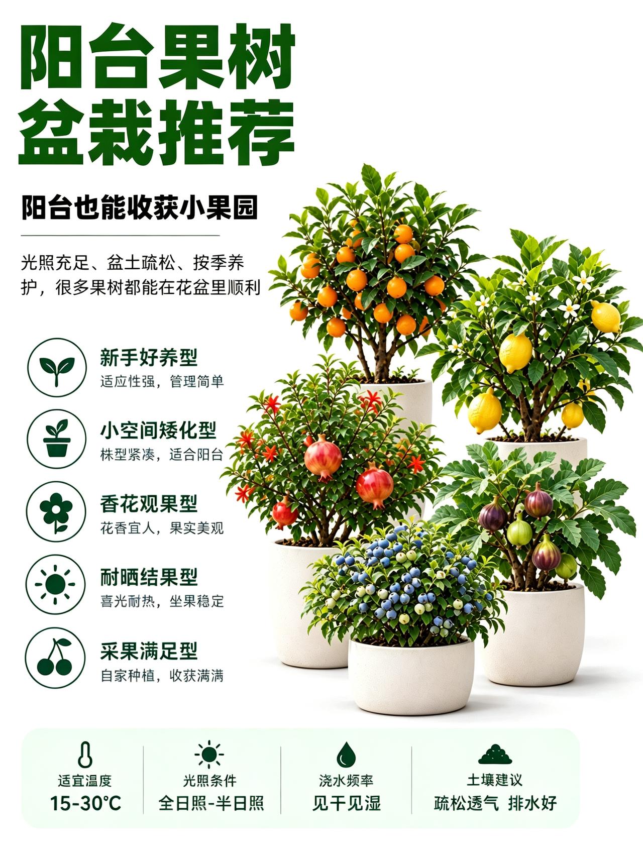 阳台果树盆栽推荐｜赏花收果一盆全搞定谁说阳台只能养花？选对品种，光照充足的阳台
