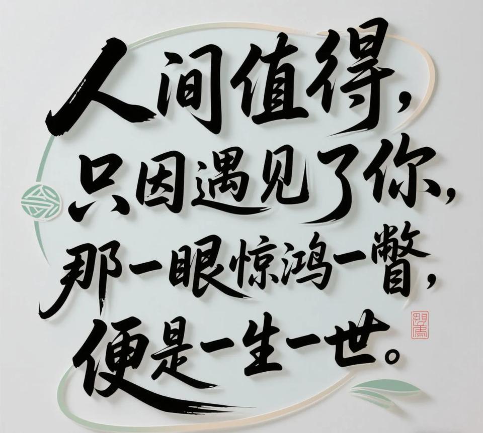 人间值得，只因遇见了你。那一眼，惊鸿一瞥，便是一生一世。一生一世，有