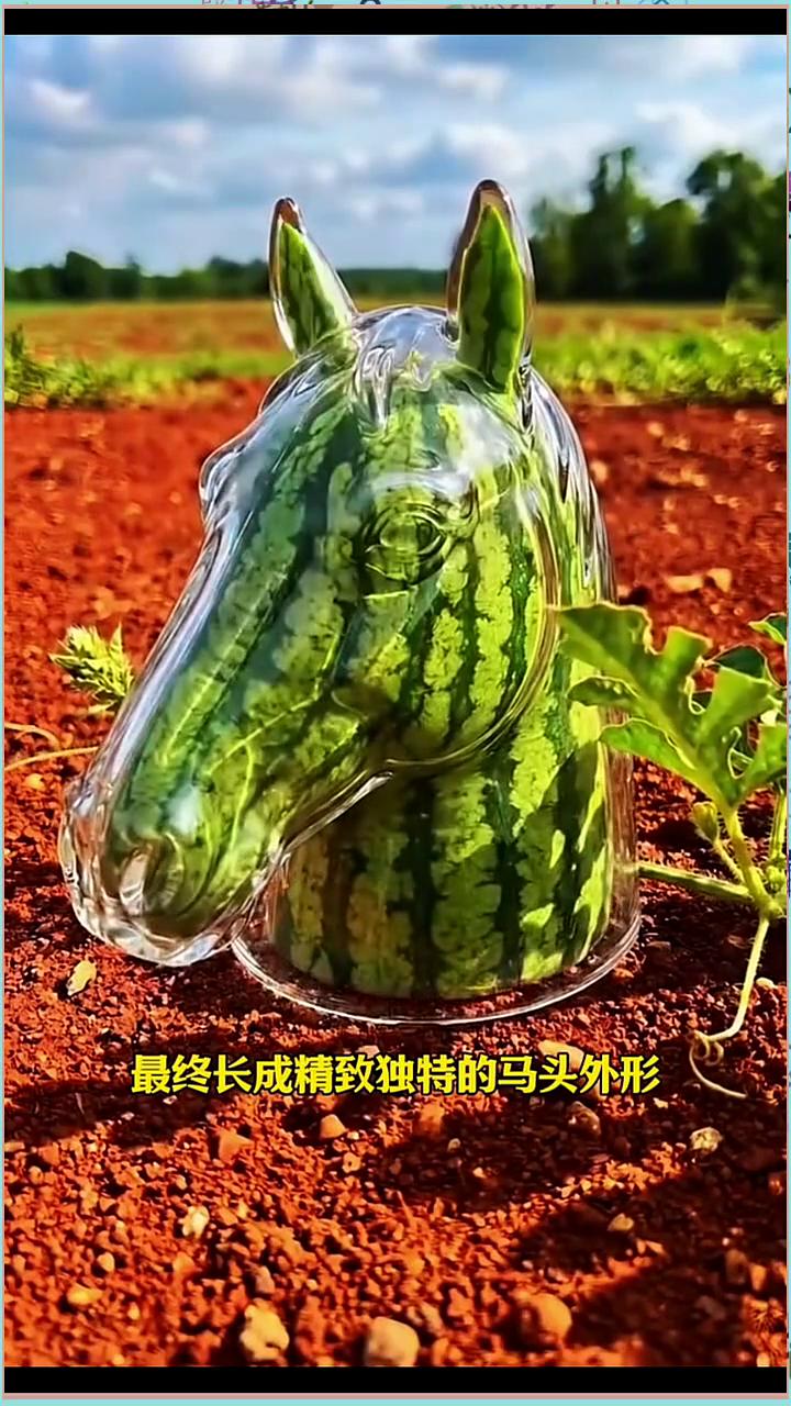 万万没想到，一名男子特意将码头造型模具套在小西瓜上，任由瓜果自然生长，慢慢填满模