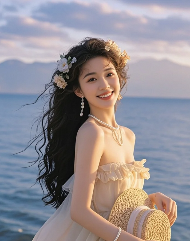比海水更撩人的，是她回眸时的那一抹笑。