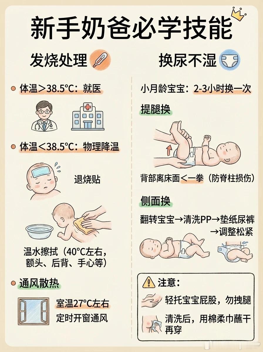 新手奶爸必学技能抱娃洗屁屁发烧处理换尿不湿泡奶粉洗澡哄睡海姆立克急救法新手奶爸一