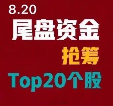 2026‑08‑20A股尾盘14:30‑15:00资金抢筹前20:1.新易盛