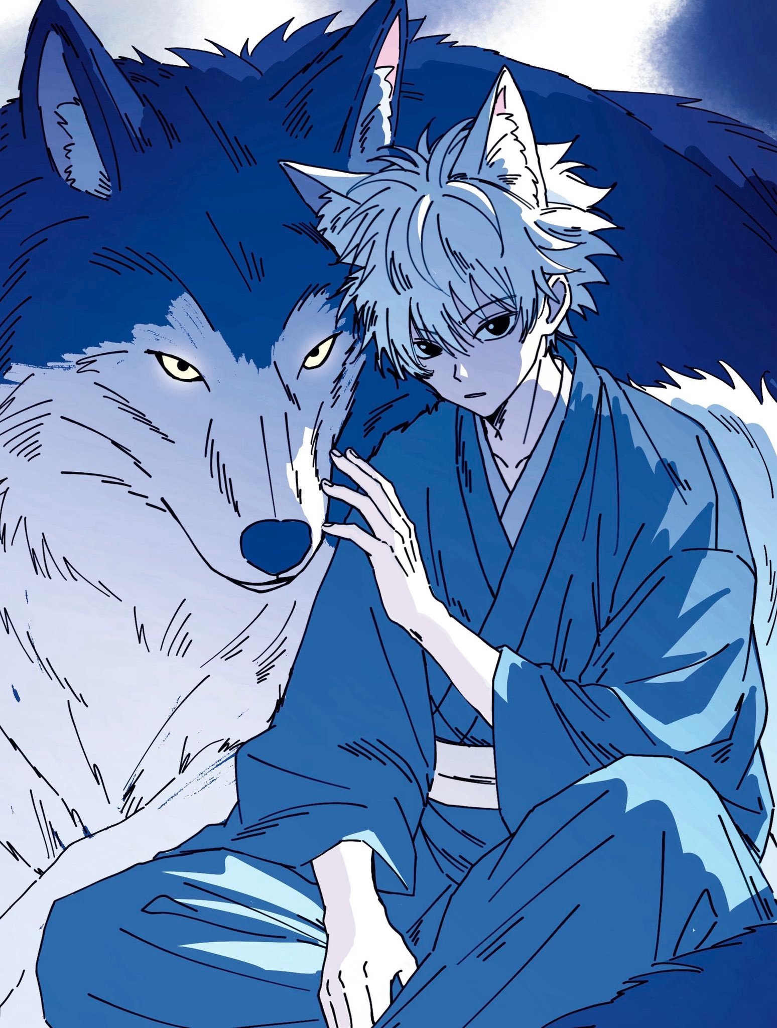 全职猎人奇犽奇犽和自家大狗狗的同框太可爱了.绘：lako_hxh