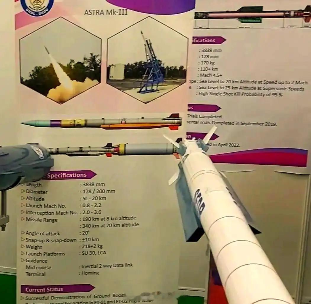 印度为阵风换装国产导弹热点现场就，阿斯特拉MK3宣传的最大射程是340KM，双