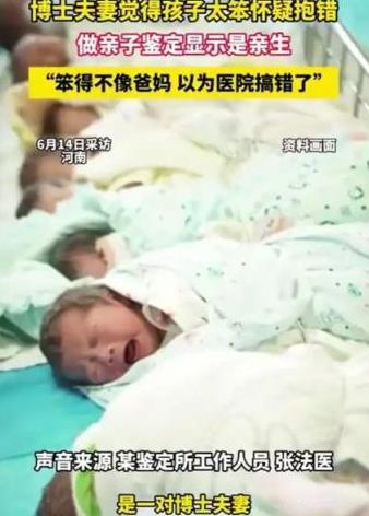 亲子鉴定惊现反转！”近日，两位博士父母，因孩子太“笨”，竟怀疑医院抱错，悄悄做了