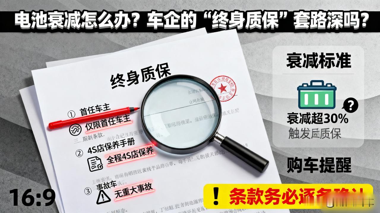 电池衰减怎么办？车企的“终身质保”套路深吗？很多“终身质保”都有条条框框，比