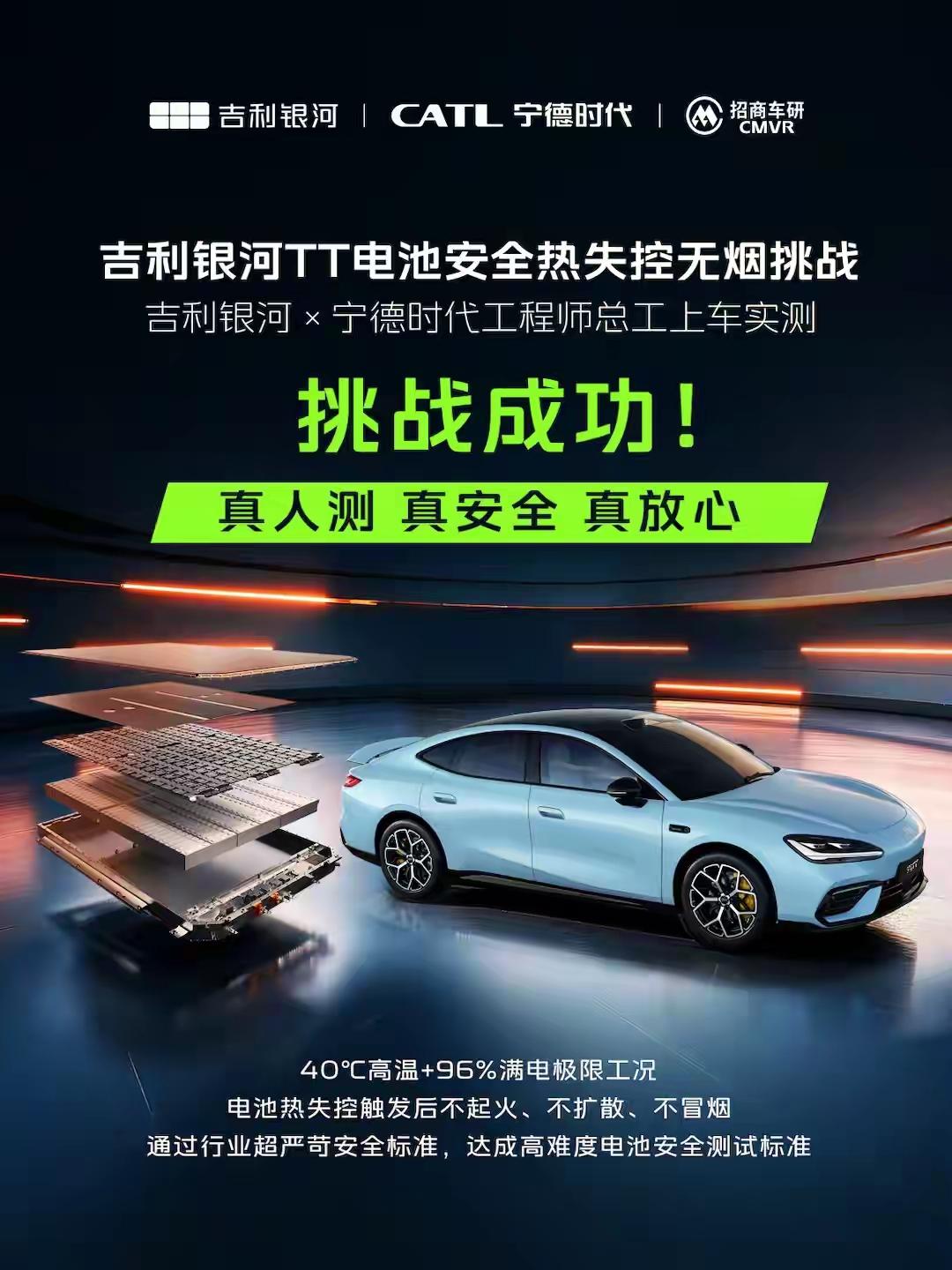总工程师拿命测试？吉利银河这波操作太硬核！9月1日，吉利银河联合宁德时代、招商