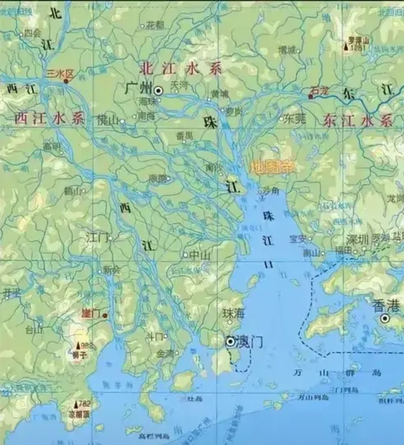珠江的河道有点怪异，既然广州主城区河段叫做珠江，为什么好像西江、北江、东江干流都