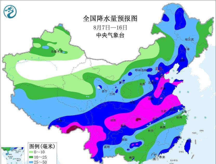 根据中央气象台预报，未来十天我国西南东部、江南西北部、江汉、江淮、黄淮大部、华北