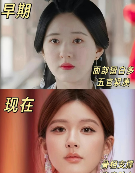 赵露思变化真的很大啊。以前她走甜美可爱路线，个子小巧玲珑，五官柔和，像个活力满满