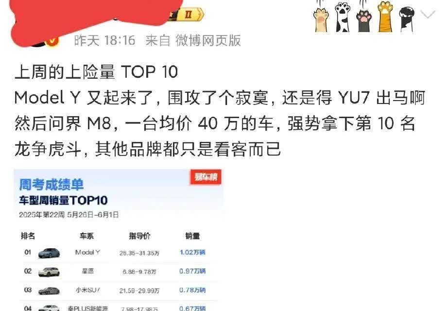 特斯拉ModelY又霸榜了，那些唱衰的网红脸疼不疼？围攻了半天，销量还是打