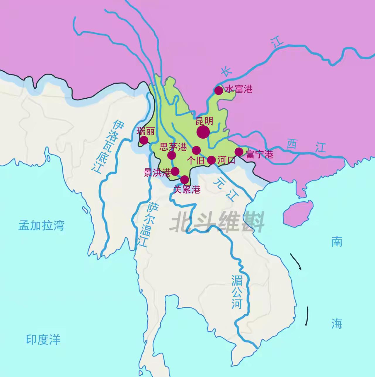 云南的富宁港将在2026年底完工。建成后千吨船舶可经平陆运河直达出海口。云南是有