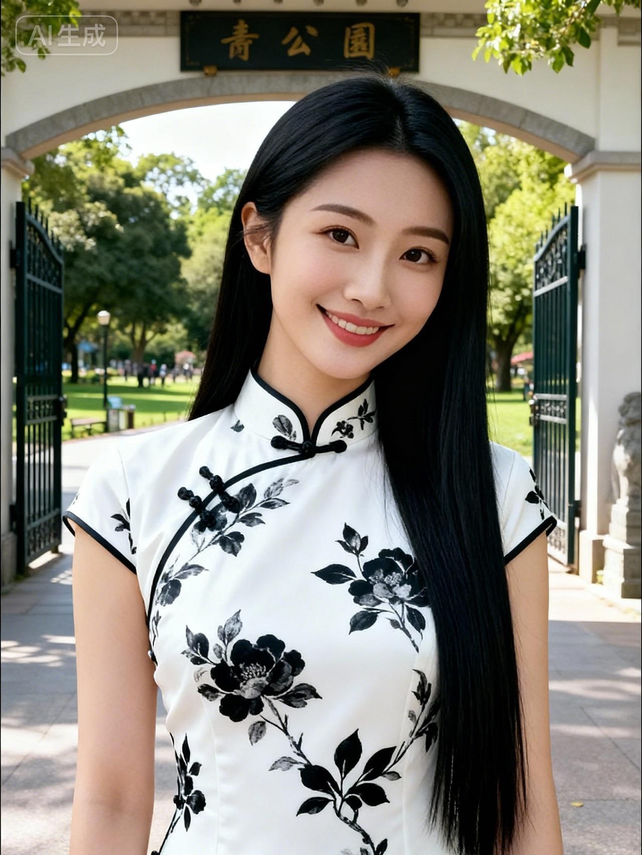 青园花影里，笑语入画来。