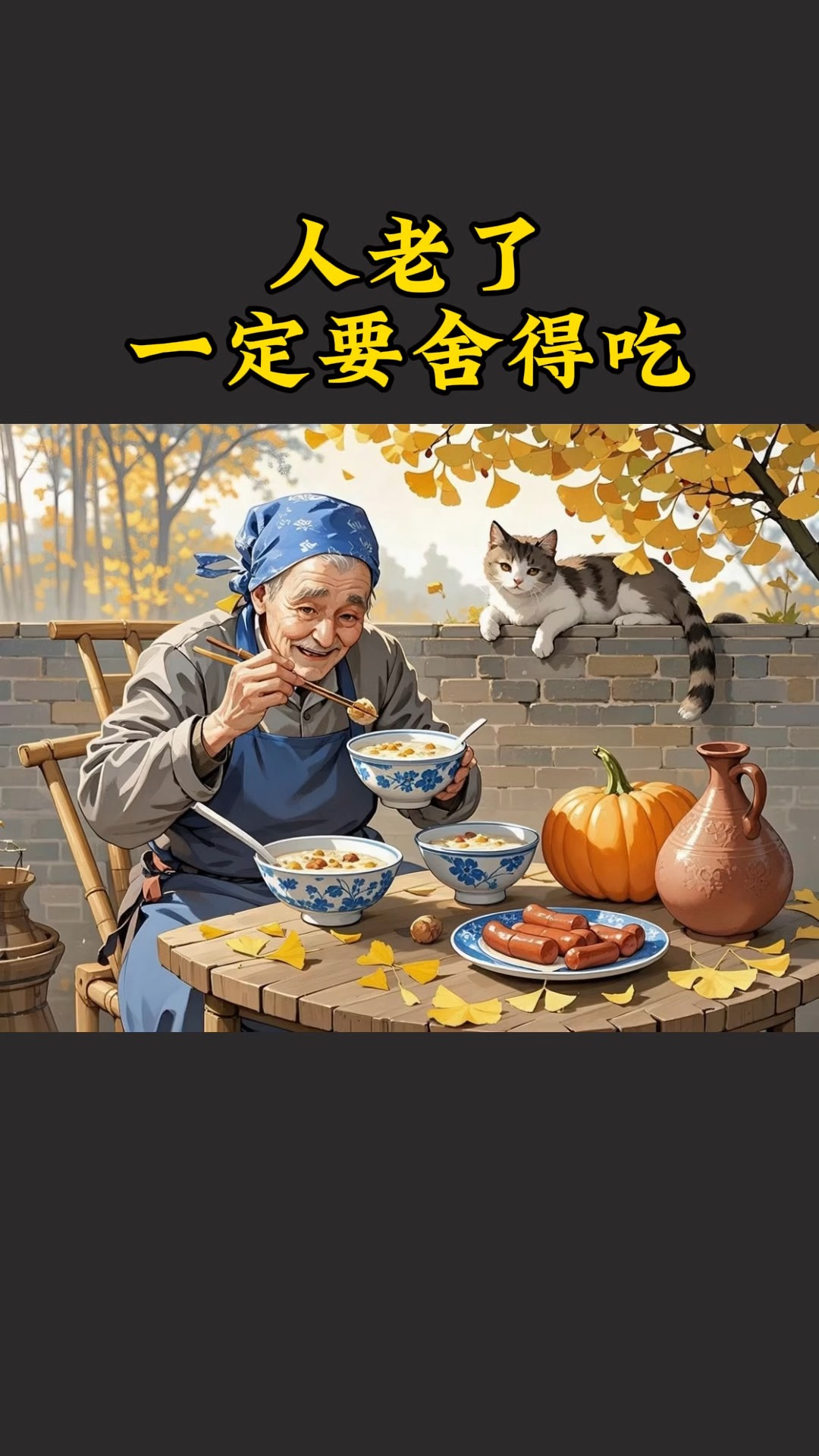 舍得吃鸡蛋。一天一个，水煮最好。你省的是几毛钱，亏的是记性和骨头。六十岁后最怕摔，肌肉没了，一摔就垮