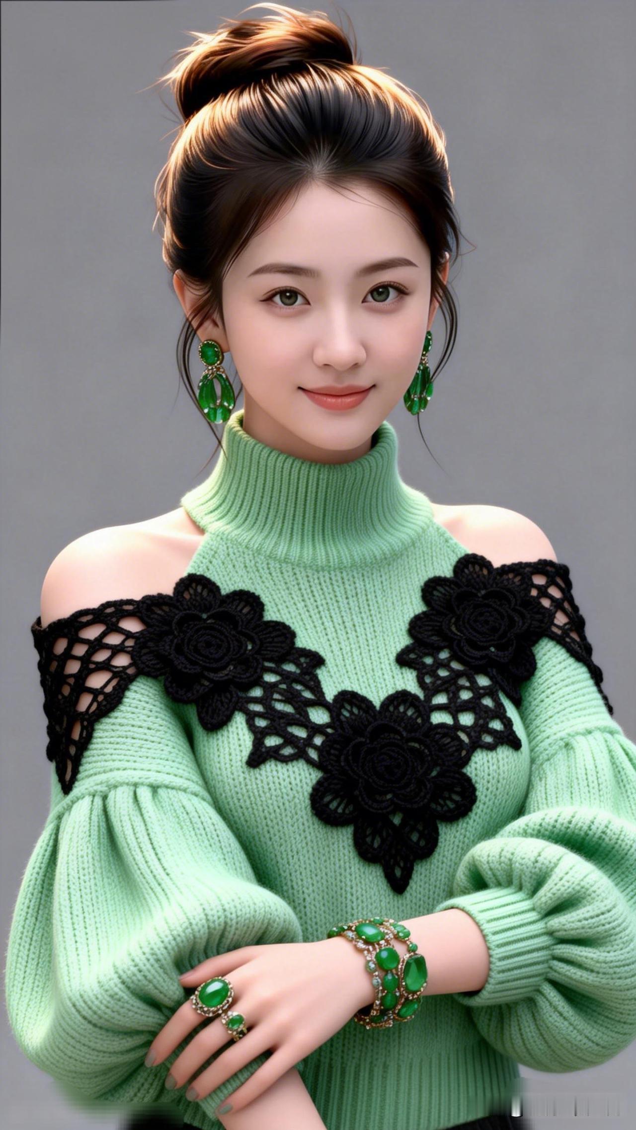 绿衣美人，玉佩相映。什么样的穿搭可以成为气质女神?优雅绿调穿搭，复古花朵刺绣，