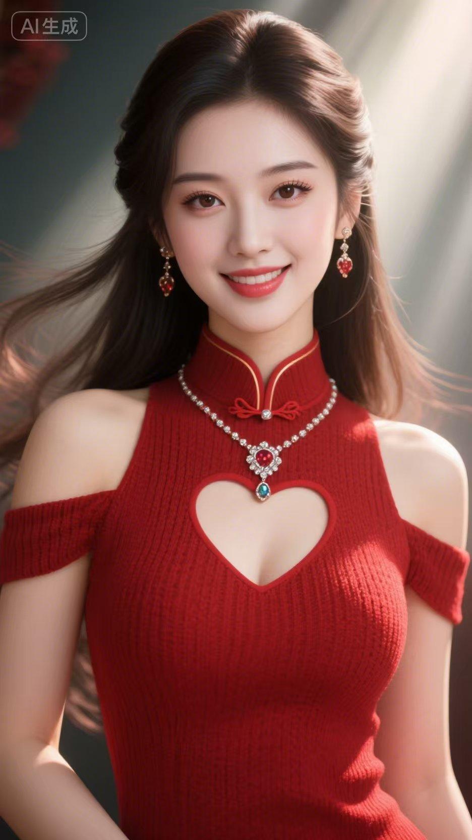 绝句爱心佳人 朱砂染袂意嫣然，心窍藏柔胜万般。浅靥含春凝绝色，一眸温婉