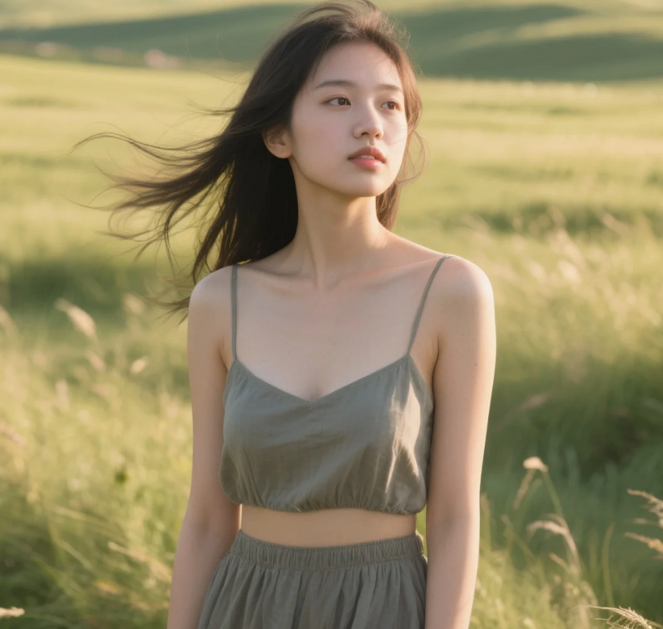 那一抹倩影，在无垠草原中显得格外耀眼。