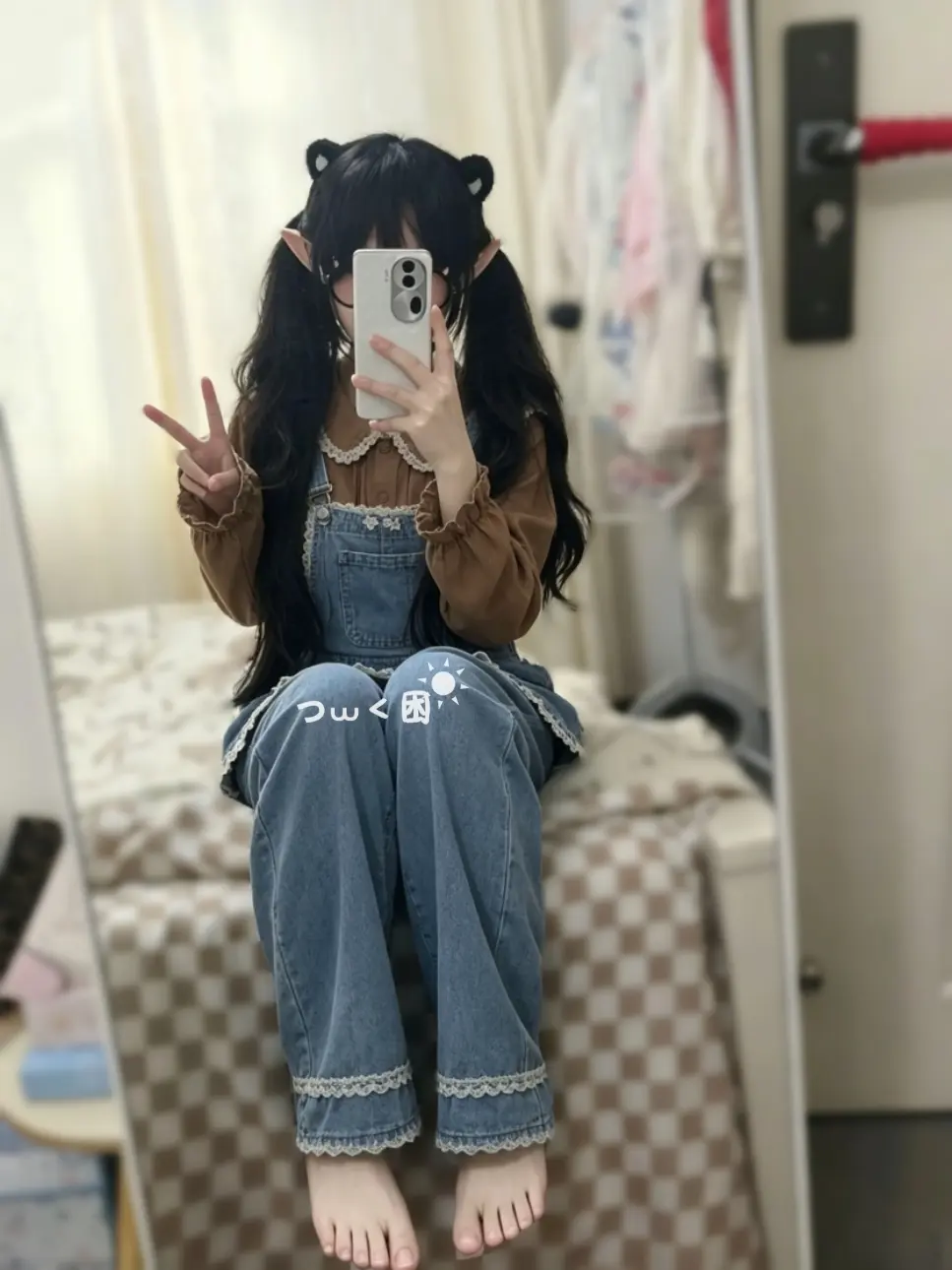 甜妹 背带裤 ootd ootd穿搭 AI滤镜