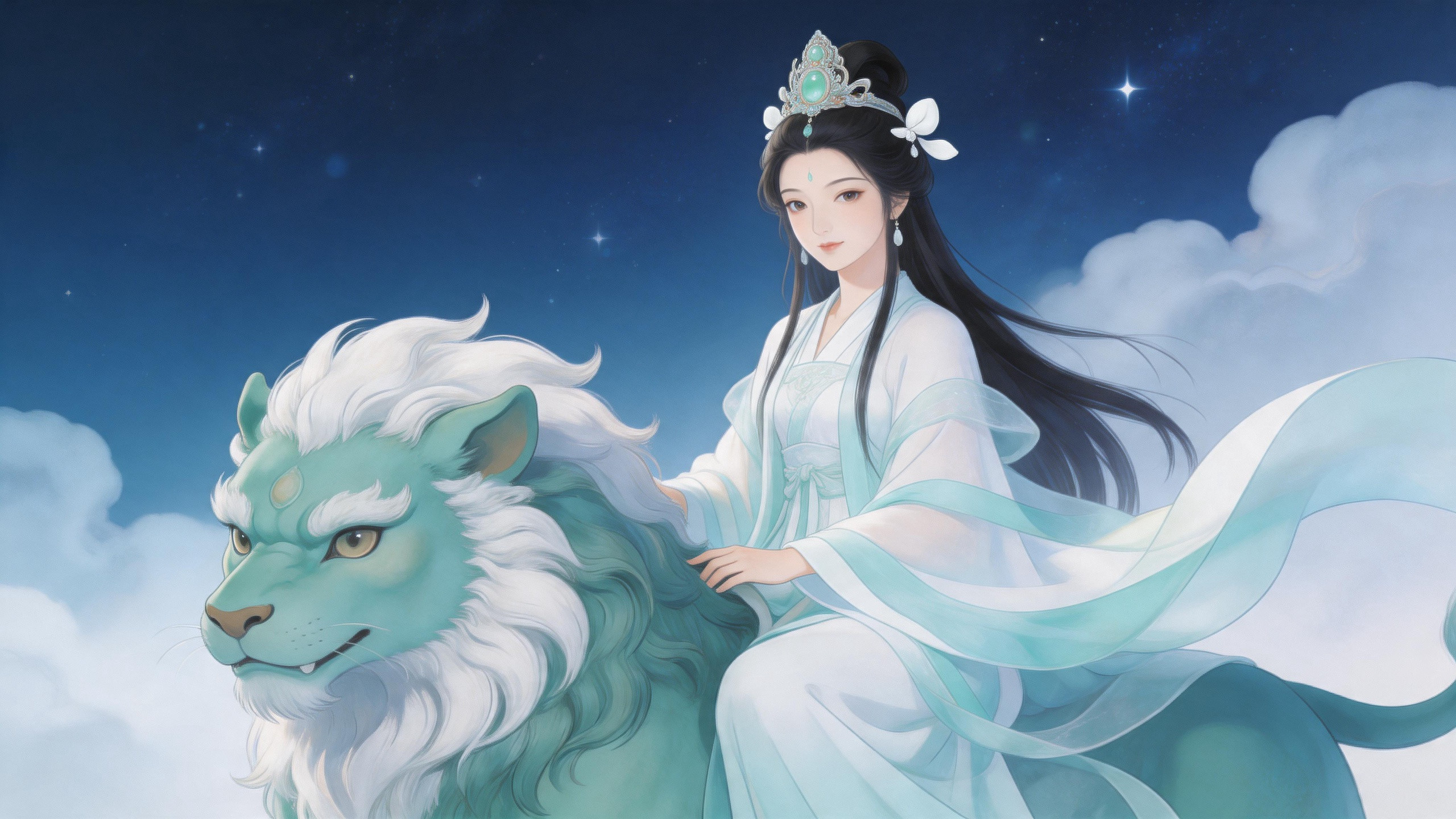 文殊护念，心明路宽，烦恼散尽，喜乐常伴。