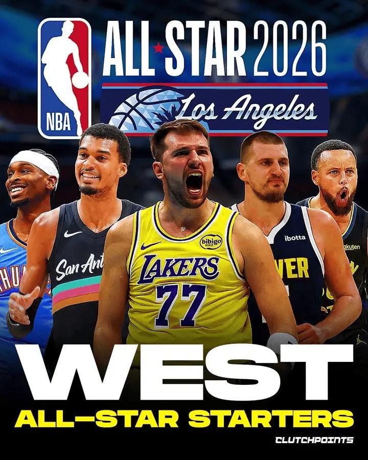 东西部全明星首发出炉：东契奇、字母哥领衔，詹姆斯、杜兰特无缘！西部：东契奇、约