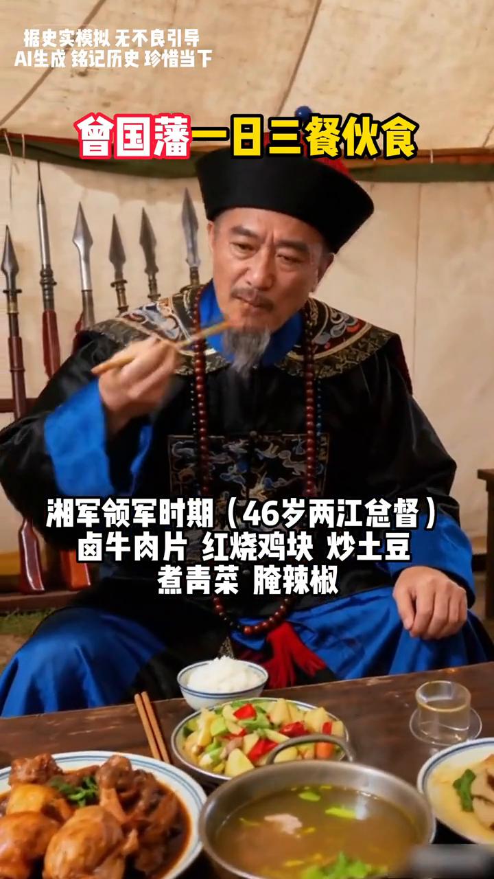 曾国藩一日三餐吃什么？·青年求学时期(25岁无官职)：炒青菜、腌萝卜、糙米饭。