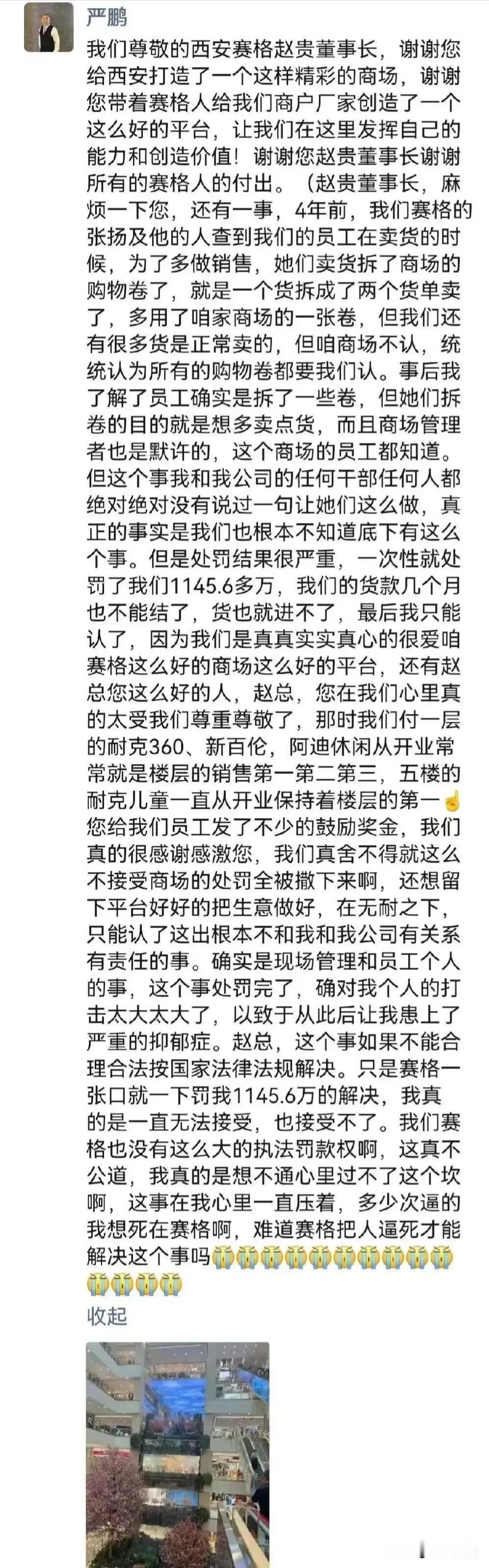 严总控诉赛格赵总的绝笔信！这是有多绝望？边哭边写的！！赛格太霸道了，天怒人怨