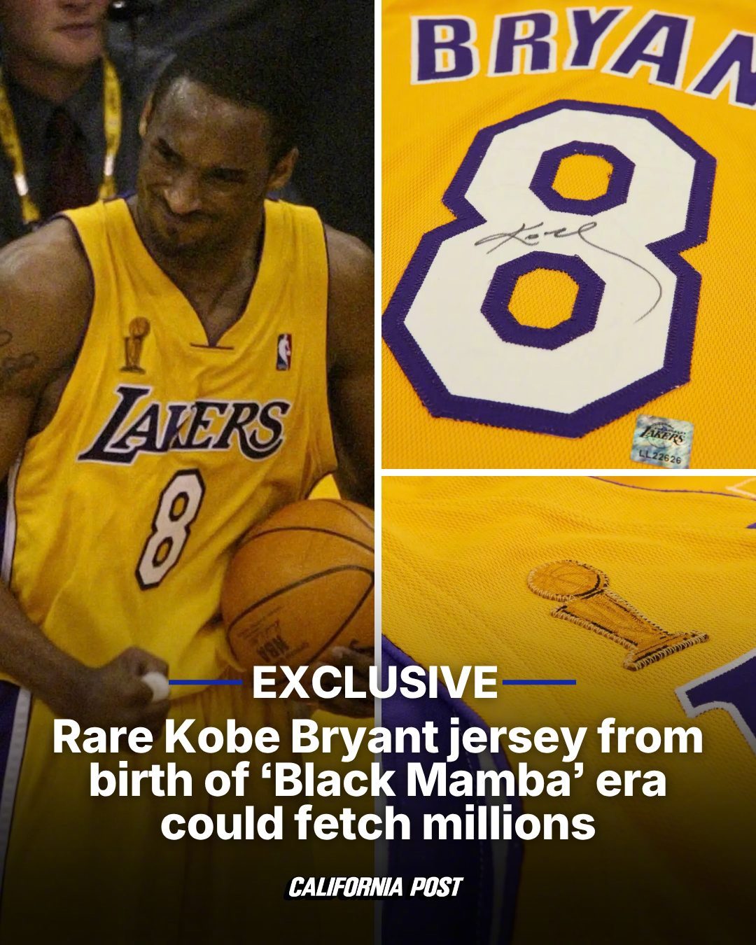 #NBA#又一件极具分量的科比战袍要进入收藏市场了，外界预计最终成交价可能达到数百万美元这件湖人8号