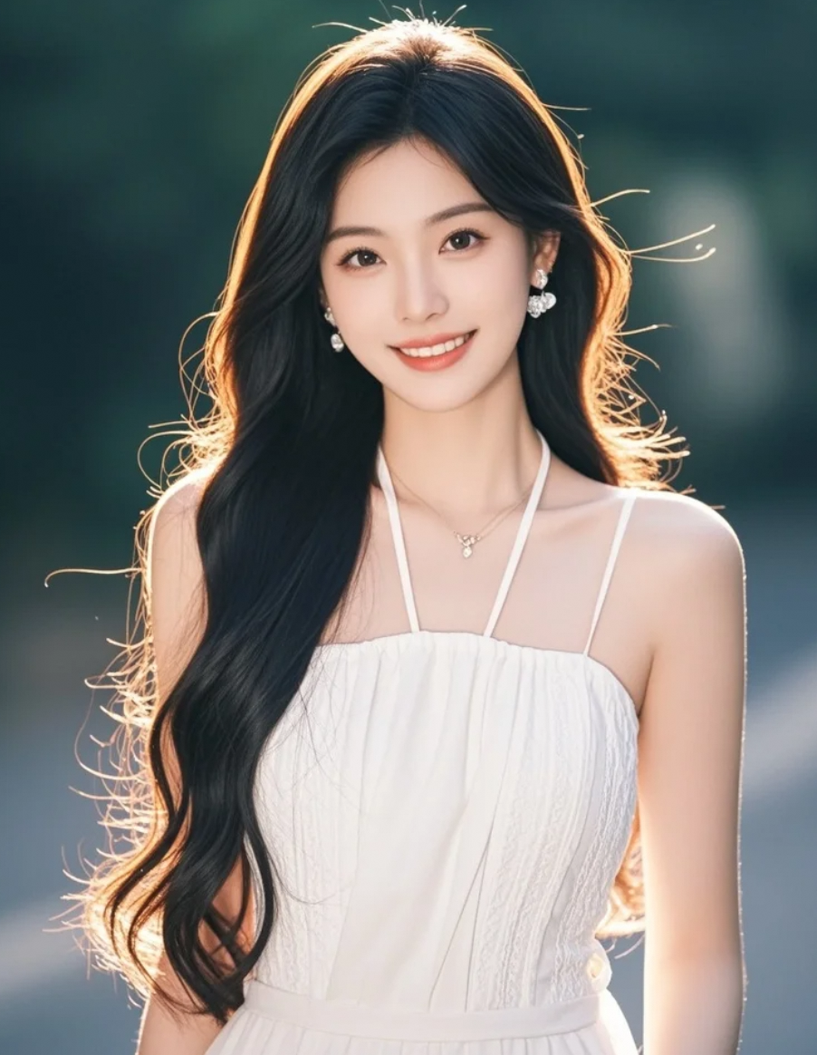 晚风轻送，长发与温柔笑意，诉说着永恒的浪漫