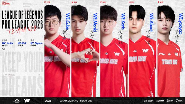 WE电子竞技俱乐部官宣英雄联盟分部2026LPL大名单