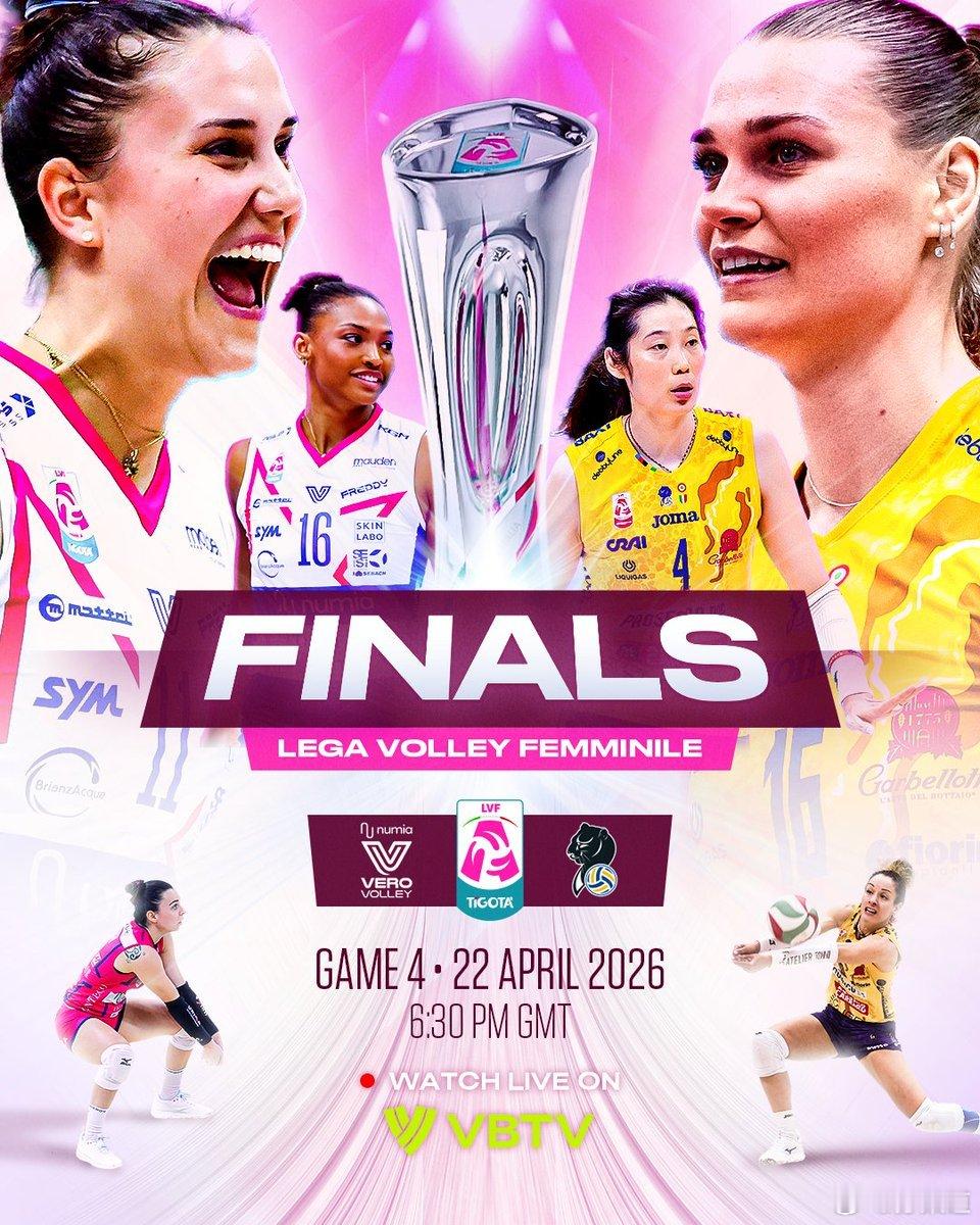 国际排坛动态科内利亚诺排球世界发布的意甲女排联赛决赛第4场的赛前海报，朱婷就在奖