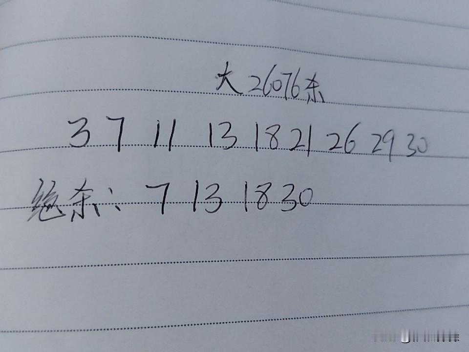 大乐透26076期杀码03、07、11、13、18、21、26、29、30绝