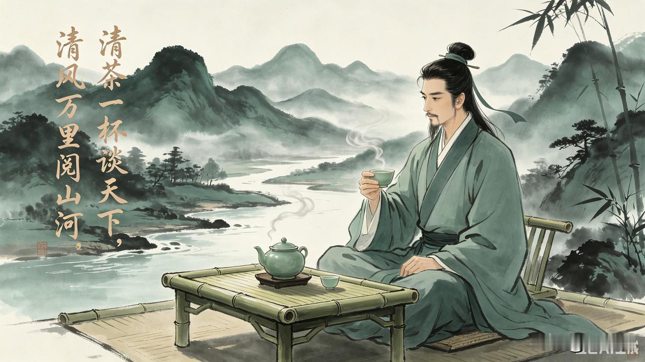 上联: 清茶一杯谈天下下联:清风万里阅山河