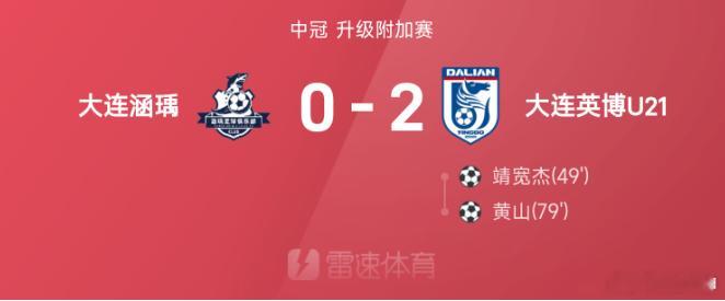 大连英博U21以2-0战胜大连涵瑀，成功冲入下赛季中乙12月12日讯25赛季中