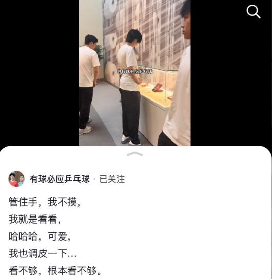 魏桥大叔也是懂梗的，发视频说“王楚钦不摸，就是看看”前几天的魏桥活动，楚钦摸