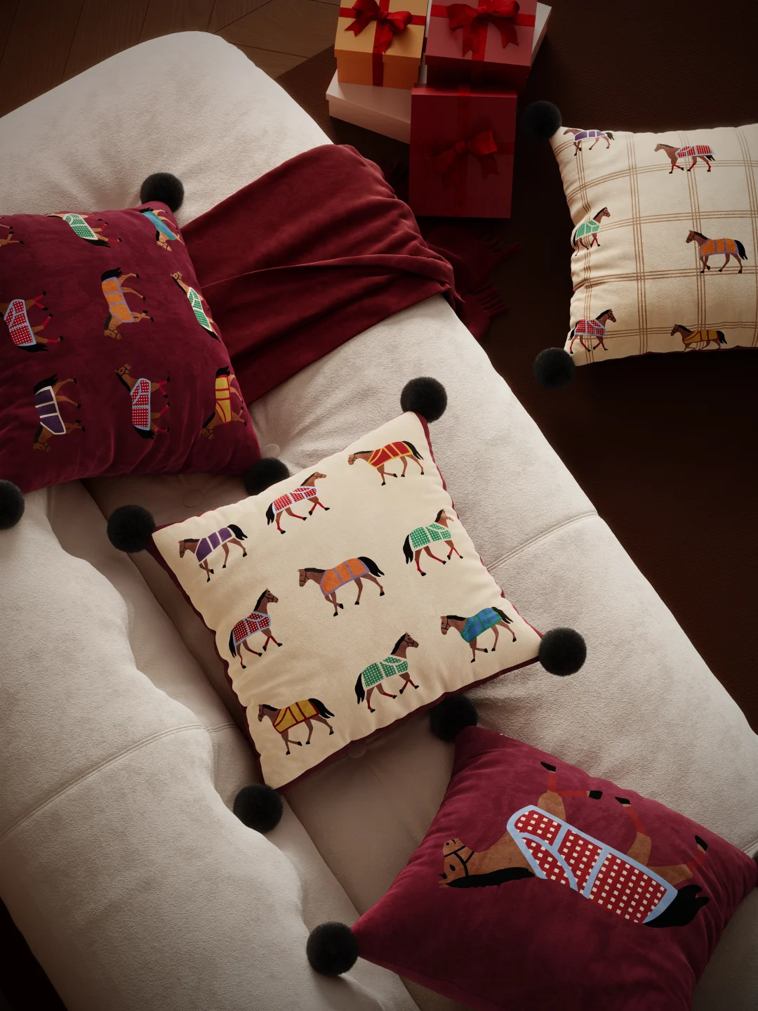 午马呈祥抱枕🐎点亮中古风客厅新年氛围