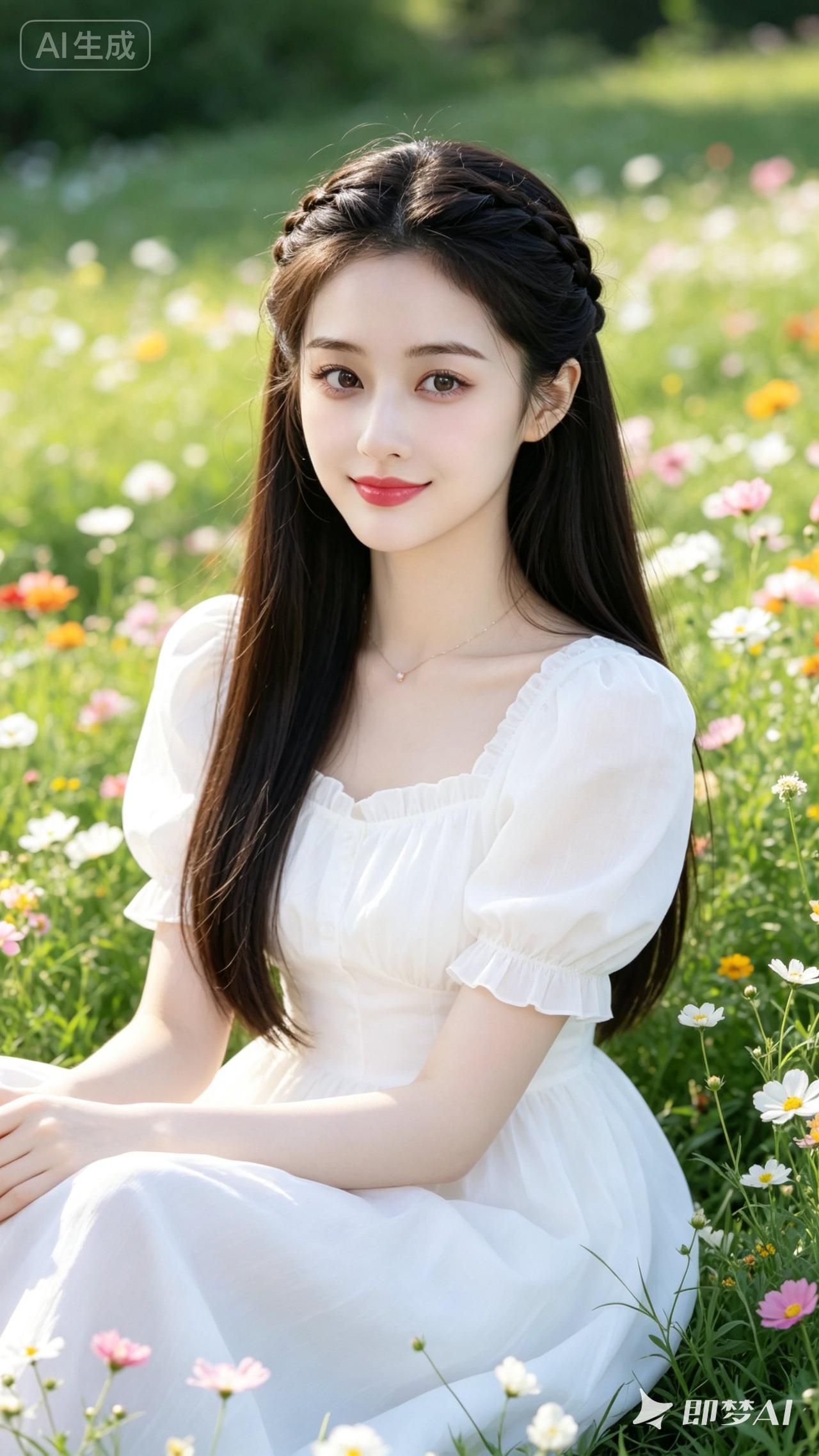少女心满满，花海中的甜美女孩🌸✨