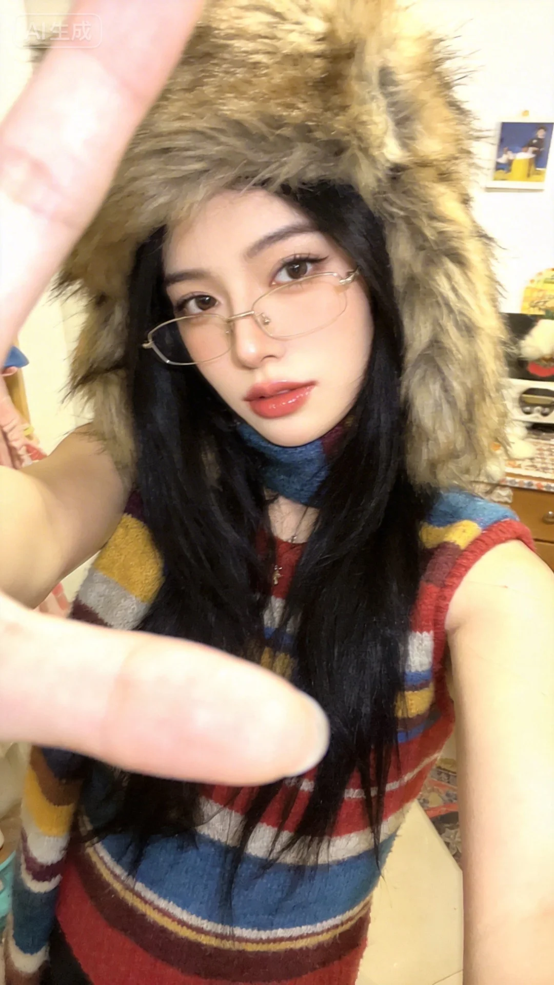 一位模样可爱的女生，构图随意却尽显生活中的绚丽日常，人像摄影，日常快照...