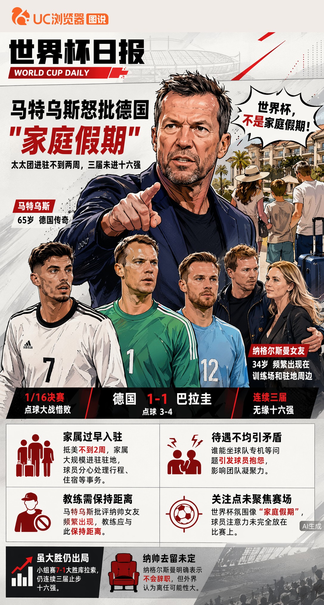马特乌斯怒批德国"家庭假期"：太太团进驻不到两周，三届未进十六强
